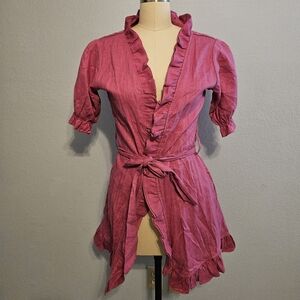 Pink Ruffled Swim Coverup